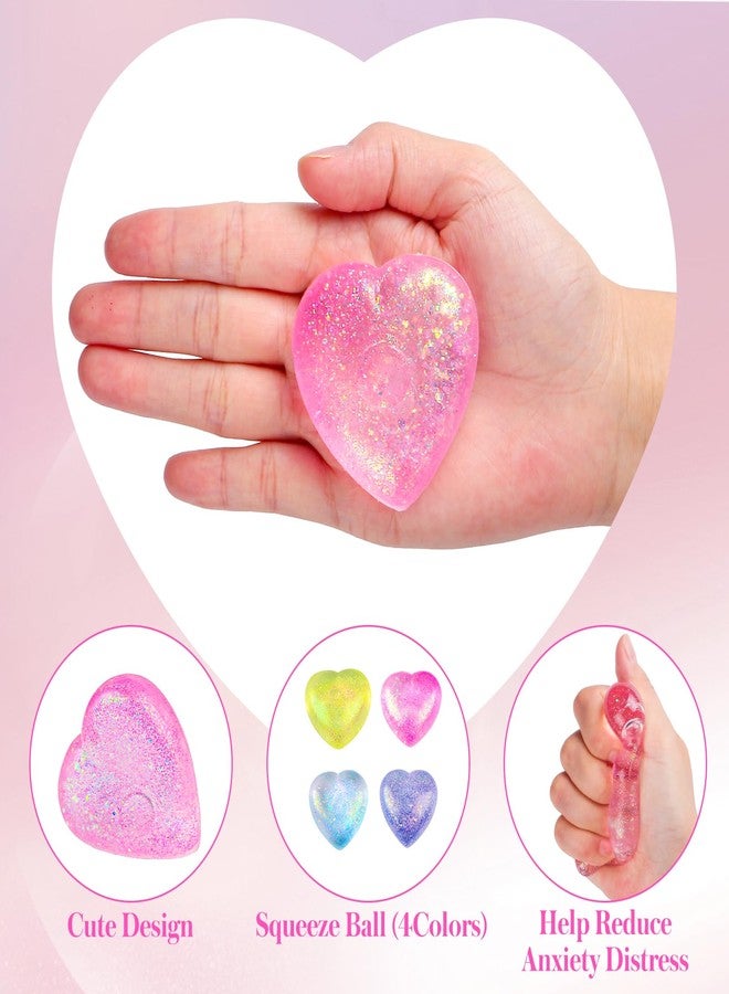 AiSiXin Heart Stress Balls (Pink) Squishy Toys for Adults Kids, Slow Rise Sugar Ball Sensory Fidget Toys, Love Shape Squishy Squeeze Toys, Malt Stretch Ball, Heart Shape Stress Toys for Hand Exercise - Image 2